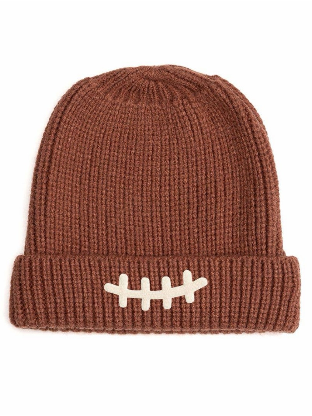Sweet Wink Kids Brown Knit Lace Patch Football Beanie